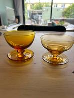 2 oranje retro glaasjes oud vintage, Ophalen of Verzenden