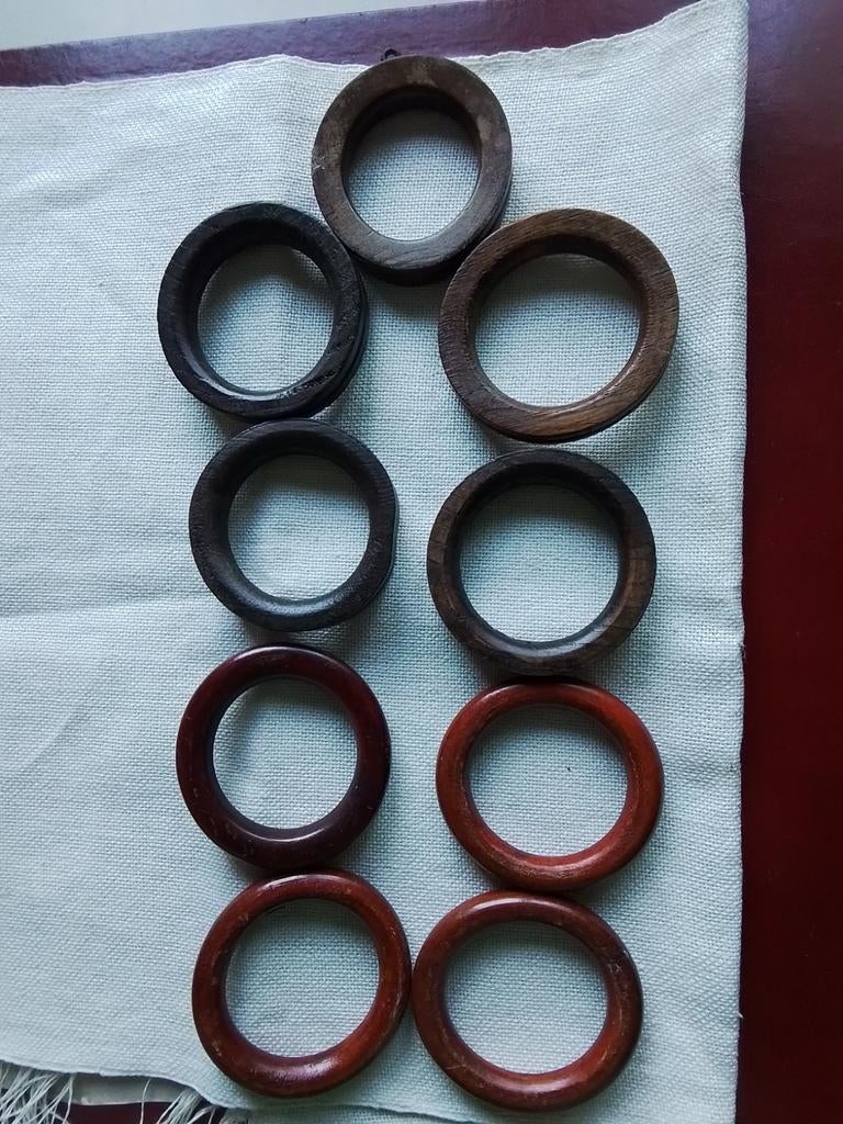 Antieke Gordijnringen - Set van 9, Antiek, Gebruikt, Bruin, Ophalen of Verzenden