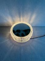 Vintage wandlamp met spiegel, ijsglas patroon, Ophalen of Verzenden, Gebruikt, Glas