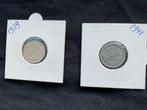 2 zilveren kwartjes 1939 en 1941, Postzegels en Munten, Munten | Nederland, Ophalen, Zilver, 25 cent, Koningin Wilhelmina