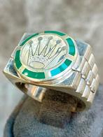 925 Zilveren Rolex Ring Groen, Sieraden, Tassen en Uiterlijk, Ringen, 20 of groter, Heer, Nieuw, Ophalen of Verzenden