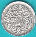 Nederland 25 cent 1944 EP Wilhelmina zilver, Sch. 1057, Zilver, 25 cent, Ophalen of Verzenden, Koningin Wilhelmina