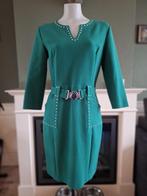 Caroline Biss groen zilver studs gesp jurk M 38 winter, Maat 38/40 (M), Verzenden, Zo goed als nieuw, Knielengte