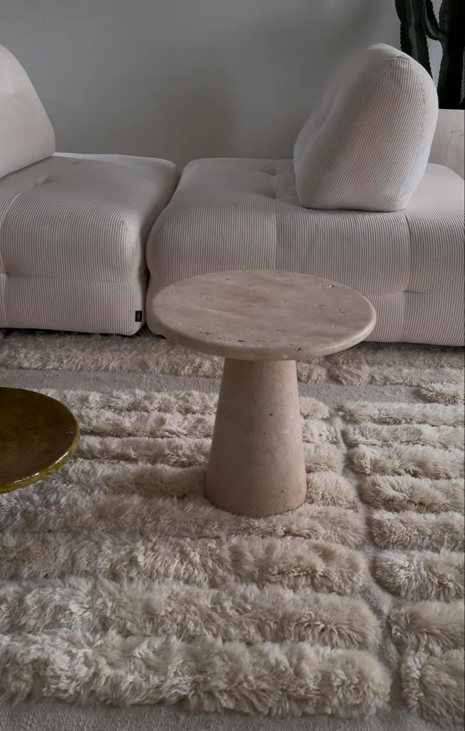 Travertin Bijzettafel, Antiek en Kunst, Antiek | Meubels | Tafels, Ophalen of Verzenden