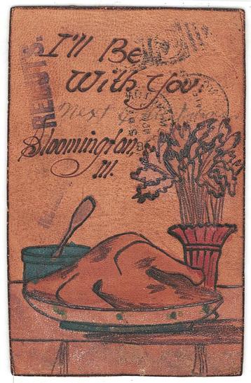 700289 Vintage lederen ansichtkaart leather postcard 1918  beschikbaar voor biedingen