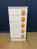 Vintage 70's Ladekastje Wit + Oranje ronde kunststof grepen, Ophalen, Minder dan 50 cm, Gebruikt, Vintage jaren 70 Space Age