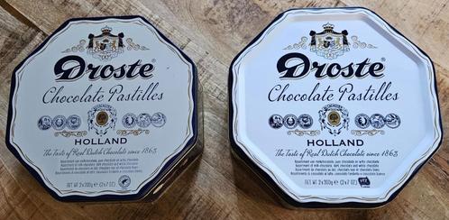 2 grote Droste choco pastilles (voorraad) blikken 22 x 9 cm!, Verzamelen, Blikken, Zo goed als nieuw, Koek(jes), Droste, Ophalen of Verzenden
