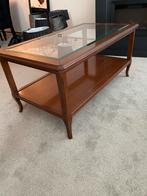 Wortelhouten Salontafel met Glazen Blad, Ophalen, Gebruikt, 100 tot 150 cm, Minder dan 50 cm