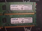 2x 4GB DDR3-1333 RAM – Crucial, Ophalen of Verzenden, Gebruikt, DDR3, Desktop