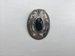 Zilveren Broche Onyx Azteken/Maya, 4 tot 7 cm, Gebruikt, Ophalen of Verzenden, Met edelsteen
