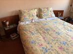 Compleet tweepersoonsbed met toebehoor, Ophalen, Gebruikt, Bruin, 210 cm
