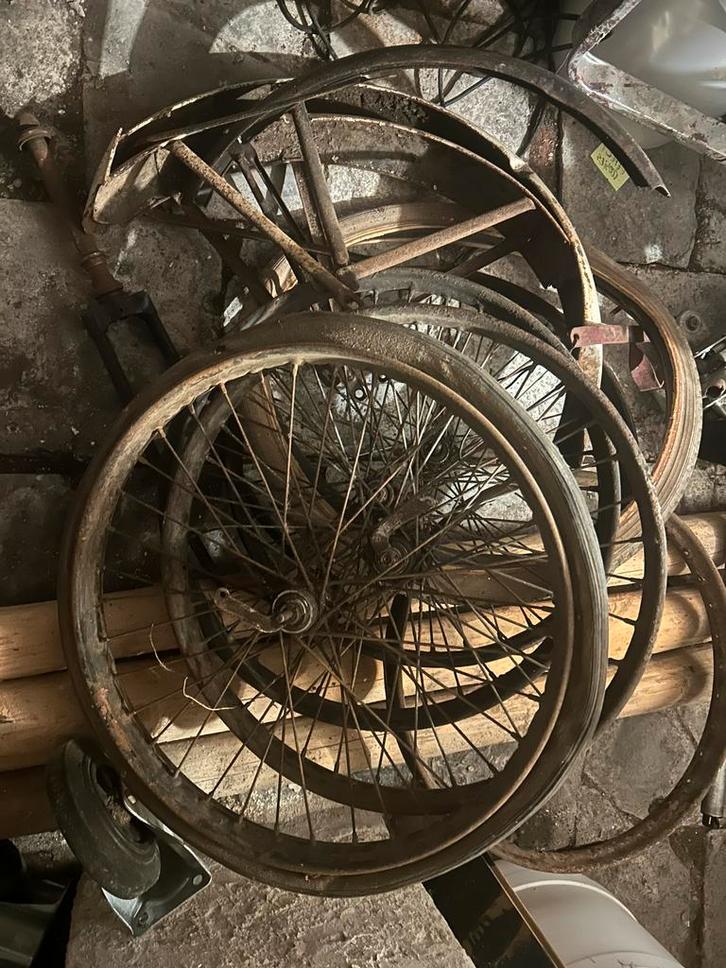 Oude Transportfiets Wielen en Spatborden, Fietsen en Brommers, Fietsonderdelen, Gebruikt, Oldtimer, Wiel, Ophalen