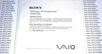 Sony Vaio VPC-Z1x VPCZ Windows XP Professional SP3 Downgrade, Ophalen of Verzenden, Nieuw, Windows