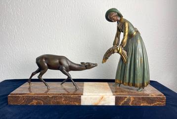 R. Scali Art deco sculptuur beeldengroep beschikbaar voor biedingen