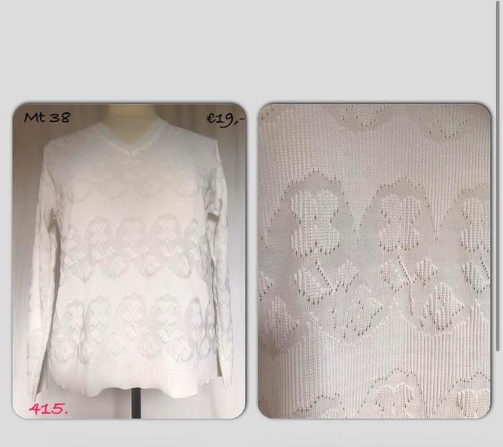 415. Vintage trui mt 38, Kleding | Dames, Truien en Vesten, Gedragen, Maat 38/40 (M), Wit, Verzenden
