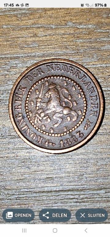 1/2 Cent 1883 Willem 3 - Zeldzaam! beschikbaar voor biedingen