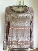 Mooie Geisha licht bruin/witte viscose zomer top mt 40/42(L), Maat 38/40 (M), Verzenden, Lange mouw, Gedragen