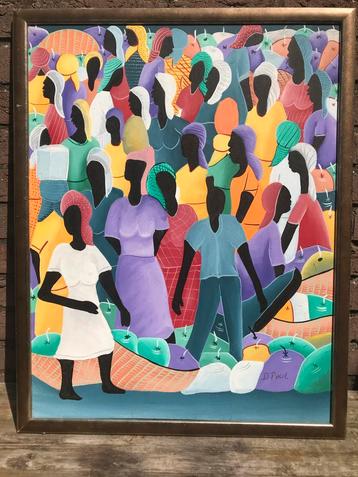 Schilderij van D.Paul - Kleurrijk Tafereel beschikbaar voor biedingen