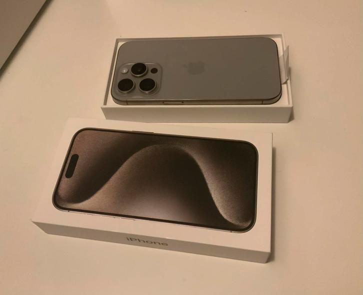 IPhone 15 Pro - Batterij 100% - 128GB - Natural Titanium, Telecommunicatie, Mobiele telefoons | Apple iPhone, Zo goed als nieuw