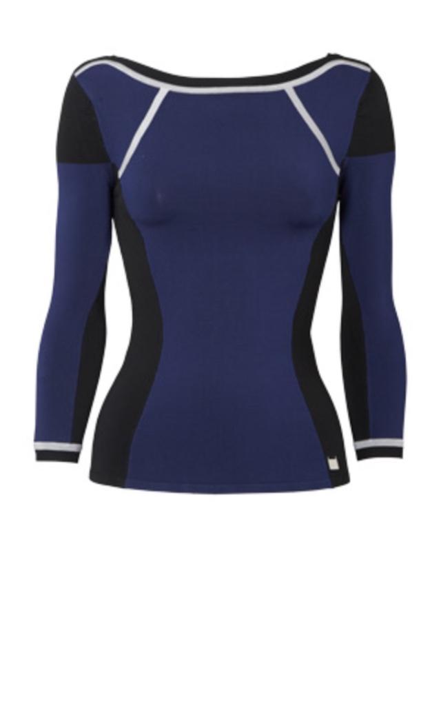 Karen Millen boothals top - S, Kleding | Dames, Tops, Zo goed als nieuw, Maat 36 (S), Blauw, Lange mouw, Ophalen of Verzenden