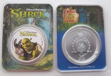 Zilveren 1 oz Dream Works Shrek 2021 gekleurd in Essay Cart. beschikbaar voor biedingen
