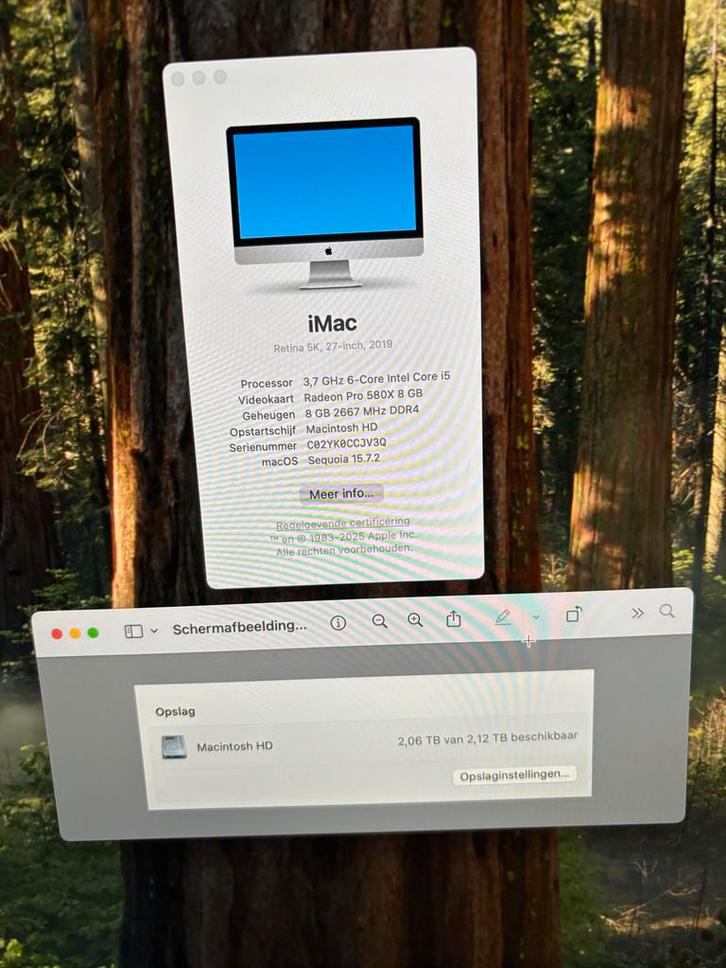 iMac 27-inch 2019 - Retina 5K, Computers en Software, Apple Desktops, Gebruikt, iMac, HDD, 3 tot 4 Ghz, 8 GB, Ophalen
