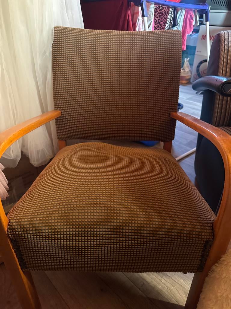 Comfortabele vintage bruine stoel, Ophalen, Gebruikt, Bruin, Eén