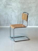 Gispen 101 eetkamerstoel vintage sledestoel buisframestoel, Huis en Inrichting, Stoelen, Gebruikt, Bruin, NL, Vintage