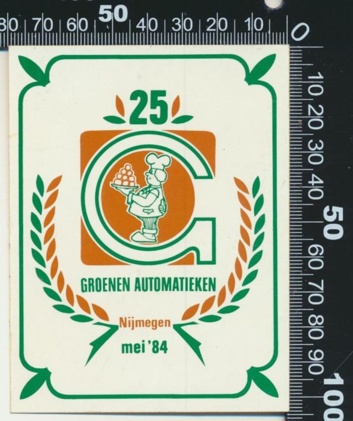 Sticker: Groenen Automatiek - 25 Jaar - Nijmegen, Verzamelen, Stickers, Zo goed als nieuw, Bedrijf of Vereniging, Ophalen of Verzenden