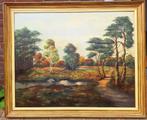 Schilderij rustiek landschap met vennetje, 100 x 80 cm, Ophalen
