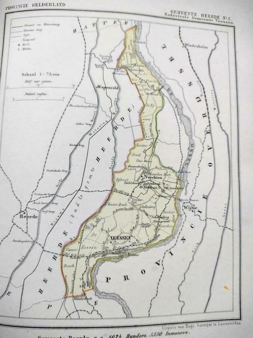 095/ Heerde no 2 /Veessen/ Vorchten Litho 1867 Kuyper GLD, Antiek en Kunst, Kunst | Litho's en Zeefdrukken, Ophalen of Verzenden