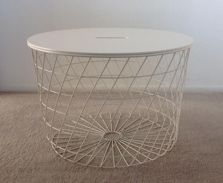 Opbergtafel Ikea Kvistbro, wit, 61x42 cm, Huis en Inrichting, Tafels | Bijzettafels, Zo goed als nieuw, Rond, 60 cm of meer, Minder dan 55 cm