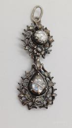 Antieke zilveren hanger met roosdiamanten, Ophalen of Verzenden, Zilver, Hanger, Met edelsteen
