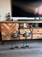 2x metaal en hout  handgemaakt Manvi vogels, Ophalen