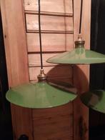 Groene Emaille Schoenmakerslampen - ca. 1930, Huis en Inrichting, Lampen | Hanglampen, Ophalen of Verzenden, Gebruikt, Minder dan 50 cm