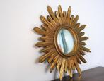 Vintage vergulde zonnestraalspiegel, jaren 1960, Antiek en Kunst, Antiek | Spiegels, Ophalen of Verzenden, Overige vormen, 50 tot 100 cm