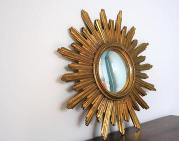 Vintage vergulde zonnestraalspiegel, jaren 1960 beschikbaar voor biedingen