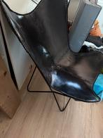 Lederen vlinderstoel, Huis en Inrichting, Stoelen, Ophalen, Gebruikt, Zwart, Leer