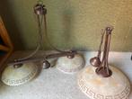 Vintage Hanglamp met 3 Lampen, Huis en Inrichting, Ophalen of Verzenden, Gebruikt, Glas, Minder dan 50 cm