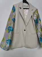 Kiezel kleur colbert met jacquard geborduurde mouwen L nieuw, Beige, Maat 42/44 (L), Nieuw, Ophalen of Verzenden