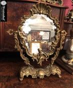 Franse barok antieke spiegel - tafelspiegel met engelen, Antiek en Kunst, Ophalen of Verzenden, Ovaal, Minder dan 50 cm