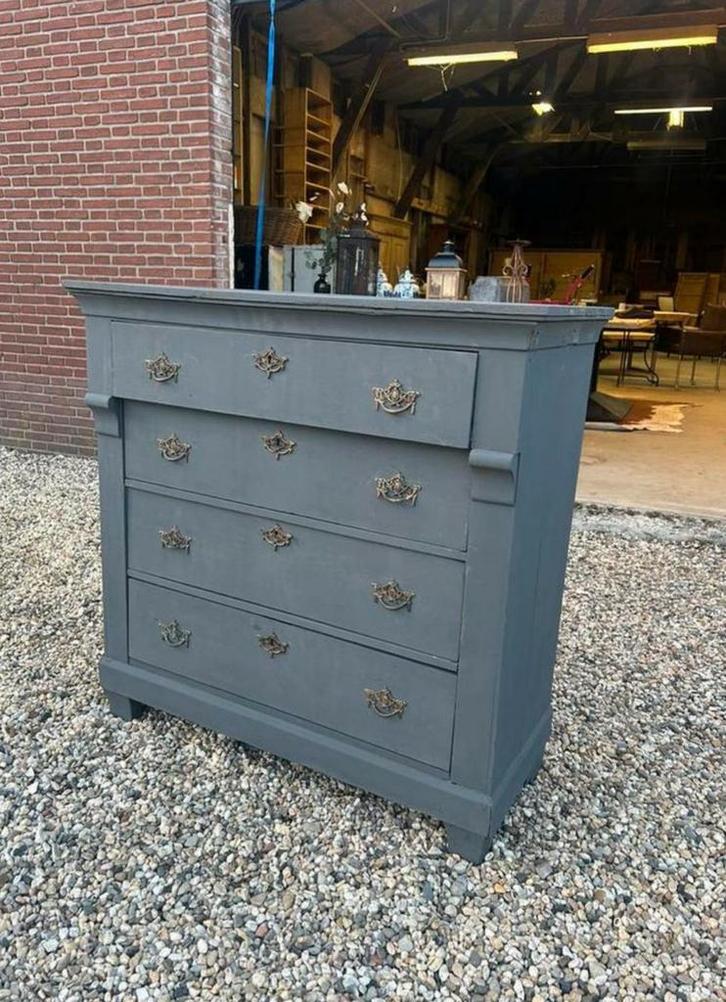 Antiek eiken empire ladenkast., Huis en Inrichting, Kasten | Ladekasten, Gebruikt, Minder dan 100 cm, 100 tot 150 cm, 25 tot 50 cm