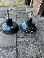 Twee Franse emaille lampen, Huis en Inrichting, Lampen | Wandlampen, Ophalen, Gebruikt, Metaal, Industrieel