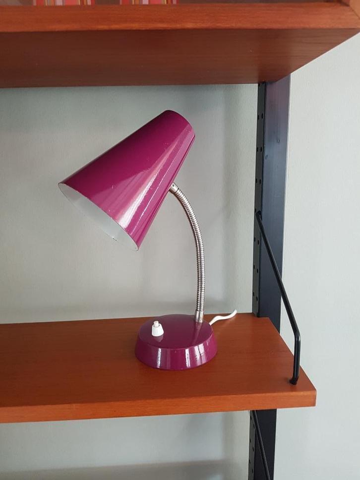 Paars Tafellampje - Vintage jaren 60-70, Huis en Inrichting, Lampen | Tafellampen, Gebruikt, Minder dan 50 cm, Metaal, Ophalen of Verzenden