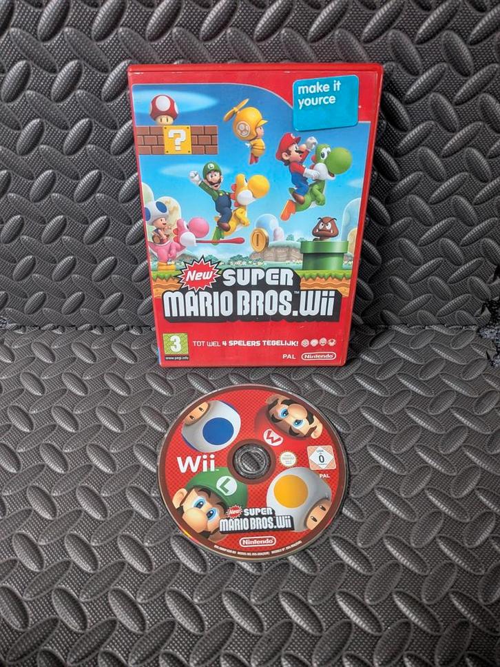 Super Mario Bros. Wii - Nintendo Wii, Spelcomputers en Games, Games | Nintendo Wii, Gebruikt, Platform, 3 spelers of meer, Vanaf 3 jaar