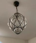 Franse glazen lamp, Huis en Inrichting, Lampen | Hanglampen, Ophalen of Verzenden, Zo goed als nieuw, Metaal, Minder dan 50 cm