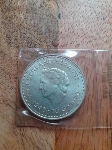 Muntstuk 10 gulden Nederland Herrijst 1945 1970 herdenking beschikbaar voor biedingen