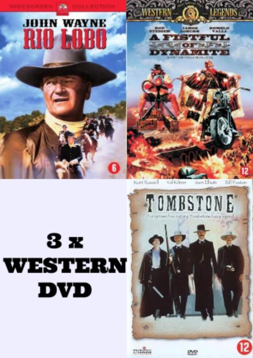 3 x WESTERN Klassiekers op DVD / John Wayne James Coburn, Cd's en Dvd's, Dvd's | Klassiekers, Zo goed als nieuw, Actie en Avontuur