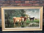 Henry Schouten (1860-1927), Koeien langs een vaart, Antiek en Kunst, Ophalen of Verzenden