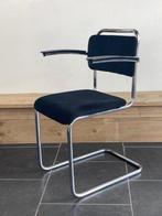 Zes Gispen 201 stoelen , in nieuwe zwarte ribstof, Huis en Inrichting, Zwart, Design, Zo goed als nieuw, Metaal